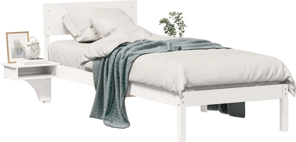 vidaXL Ágykeret fejtámlával Fehér 75 x 190 cm Tömör fenyőfa