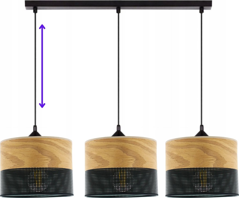 Függőlámpa Csillár Búra Lyukacsos Fából E27 Led