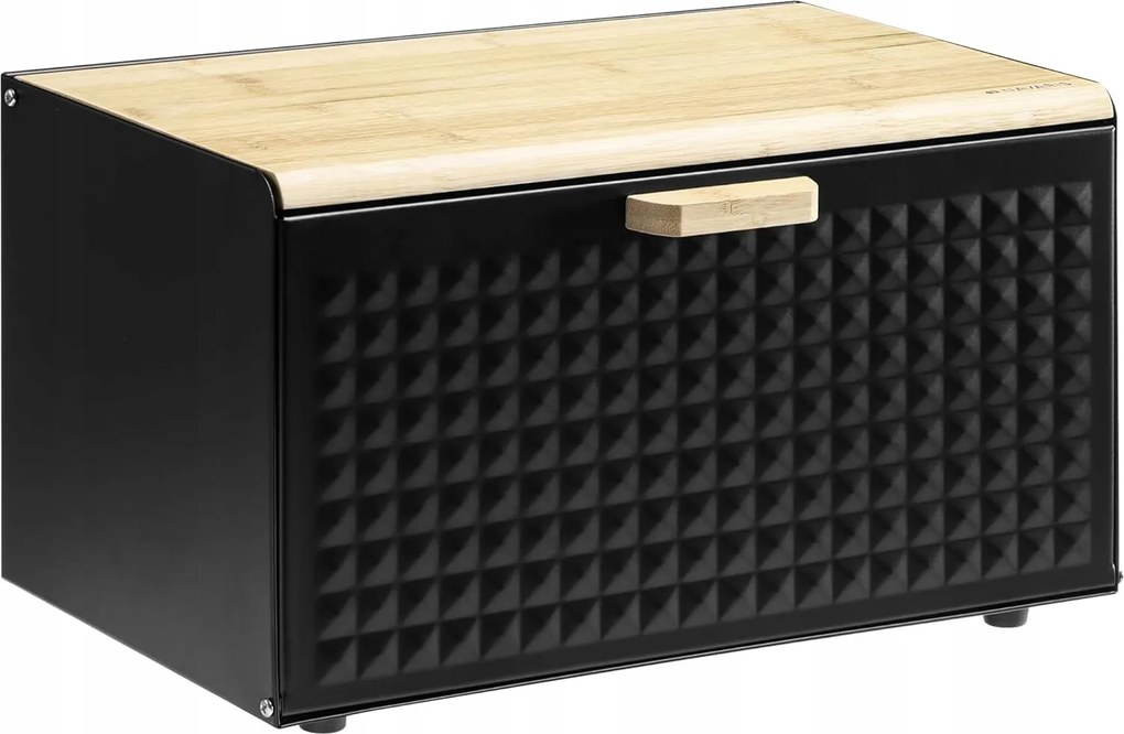 Nagy fém kenyértartó doboz bambusz fedéllel konyhába