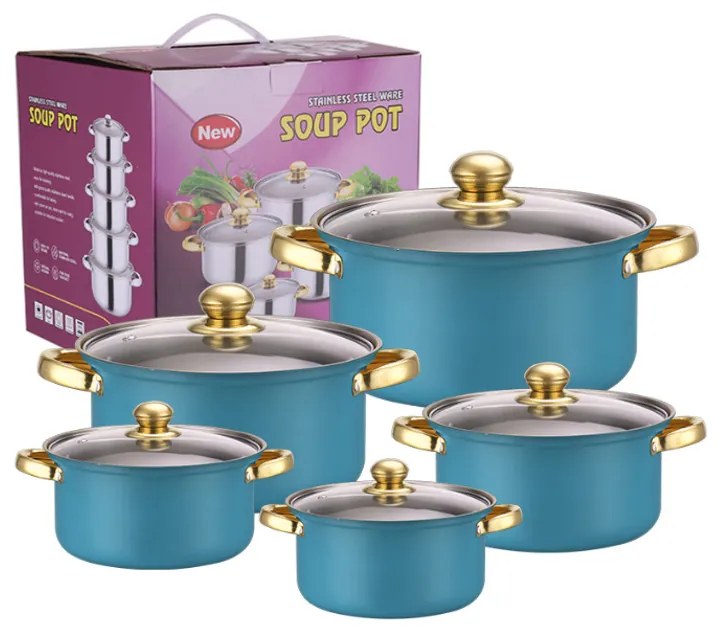 10 részes inox edénykészlet kék G17