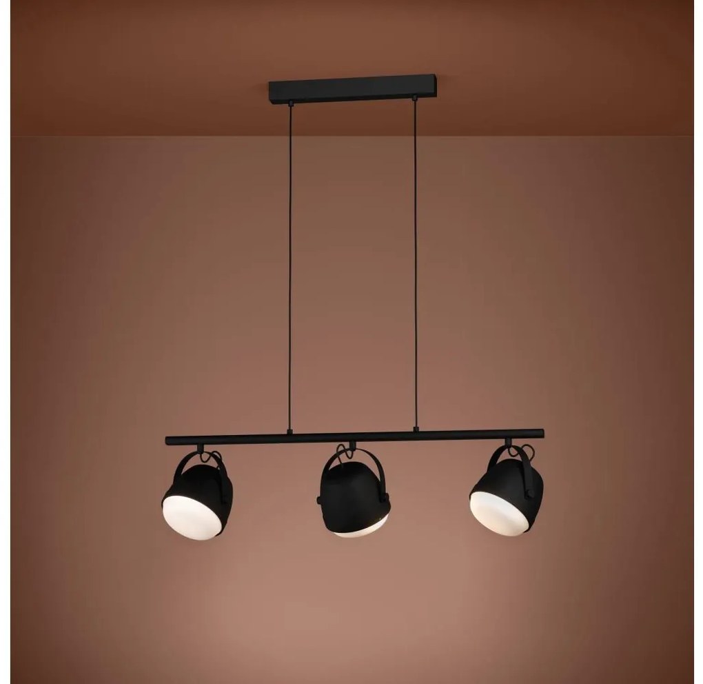 Eglo 390046 - Csillár zsinóron UPANEMA 3xE27/28W/230V fekete