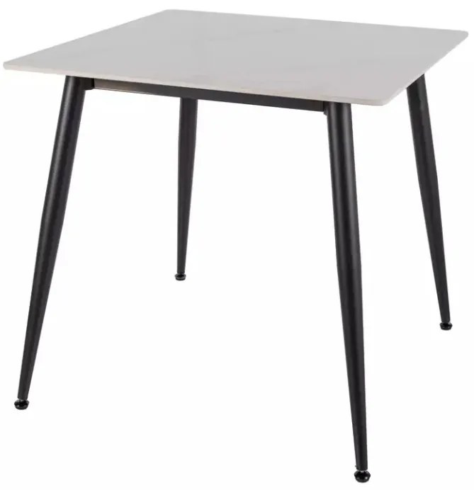 Étkezőasztal RION 80x80 cm kerámia asztallappal, fehér márvány