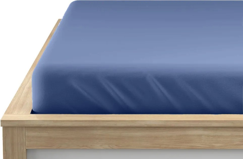 Jersey gumis lepedő lycrával kék, 90 x 200 cm