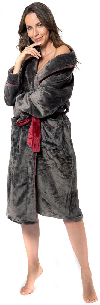 Fürdőköpeny Roger Women Grey Red L