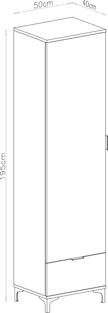 Mazzoni LANA SZ-50 szekrény Elegáns Dió - 1 AJTÓS FIÓKOS RUHÁSSZEKRÉNY