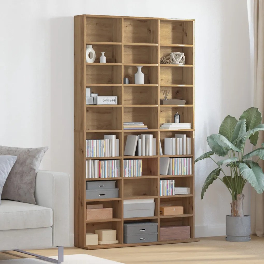 CD Szekrény Artisan Tölgyből - 101x23x177.5 cm Mérnöki Fából