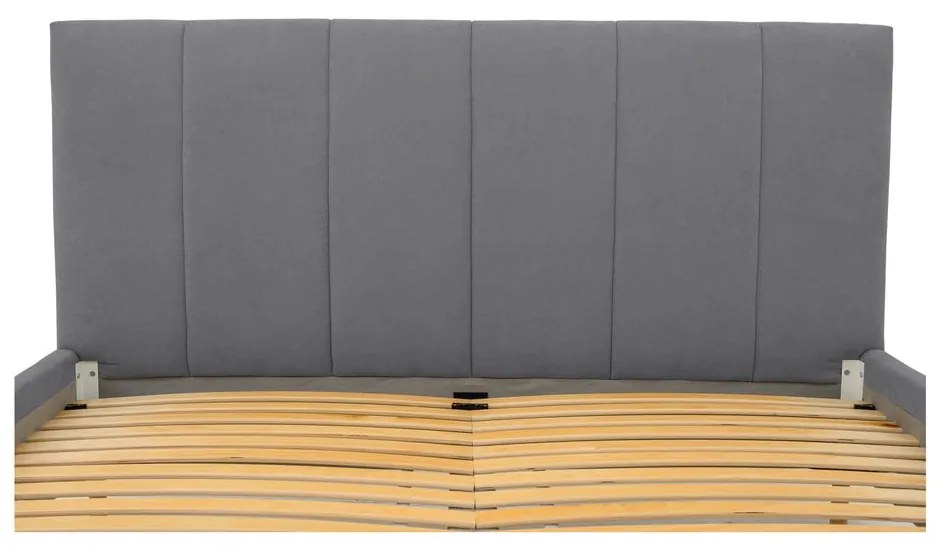 Szürke kárpitozott franciaágy ágyráccsal 180x200 cm Zee – Scandic