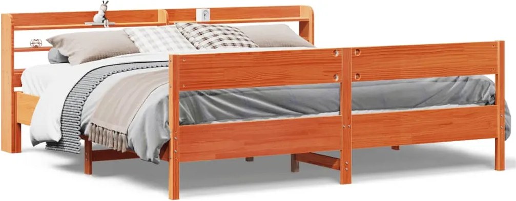 vidaXL viaszbarna tömör fenyőfa ágy matrac nélkül 180 x 200 cm