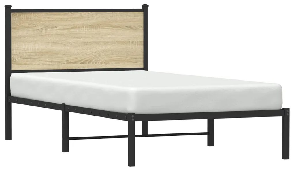 sonoma tölgy színű fém ágykeret matrac nélkül 100 x 200 cm