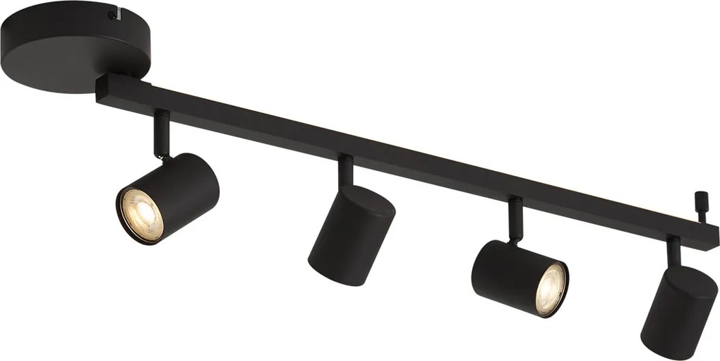 Modern fekete 4 fényforrású mennyezeti spotlámpa GU10 50mm háttérvilágítással és 3 állású kapcsolóval - Back Up