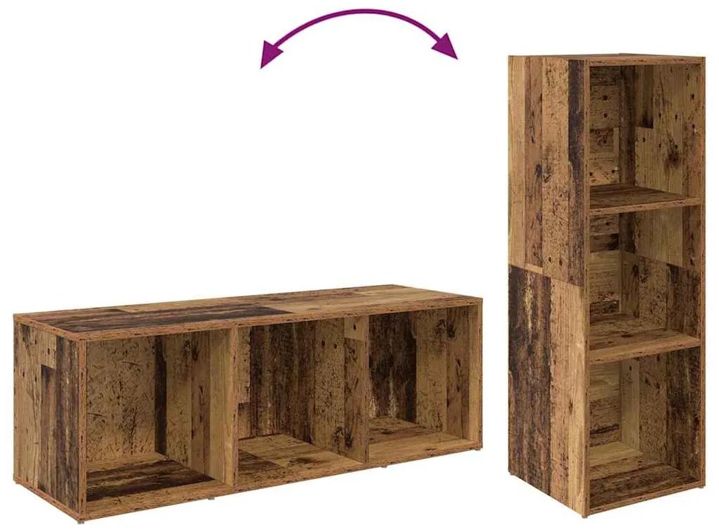 TV szekrény 4 pcs Régi fa 37 x 35 x 107.5 cm Műanyag Fa