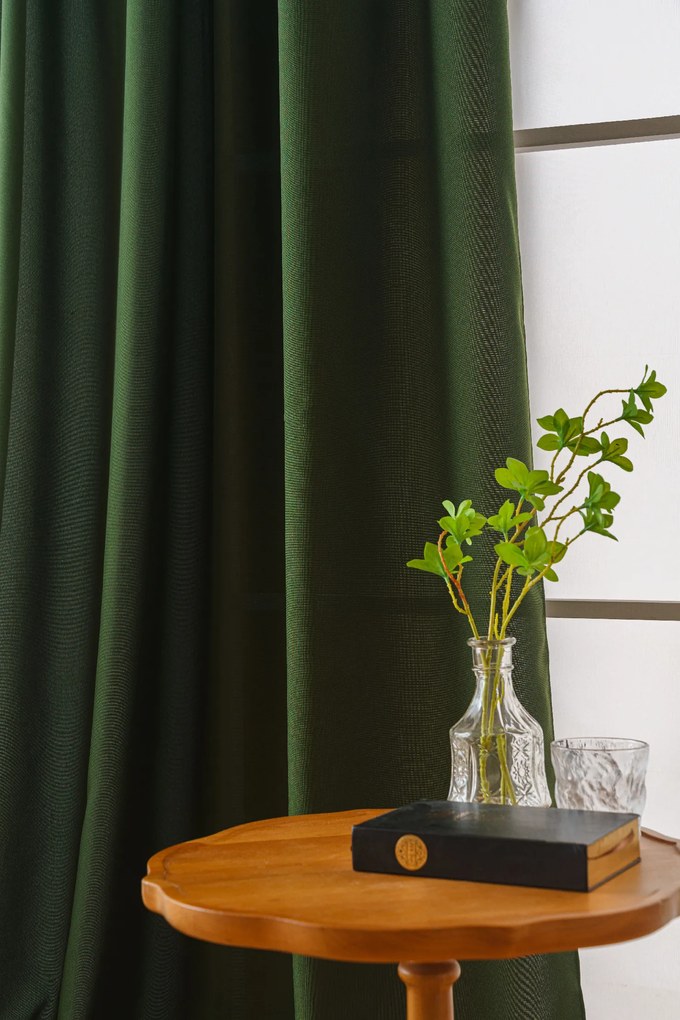 Függöny OXFORD LIGHT 140x250 cm, sötétzöld Felfüggesztés: Hullámos sínszalag