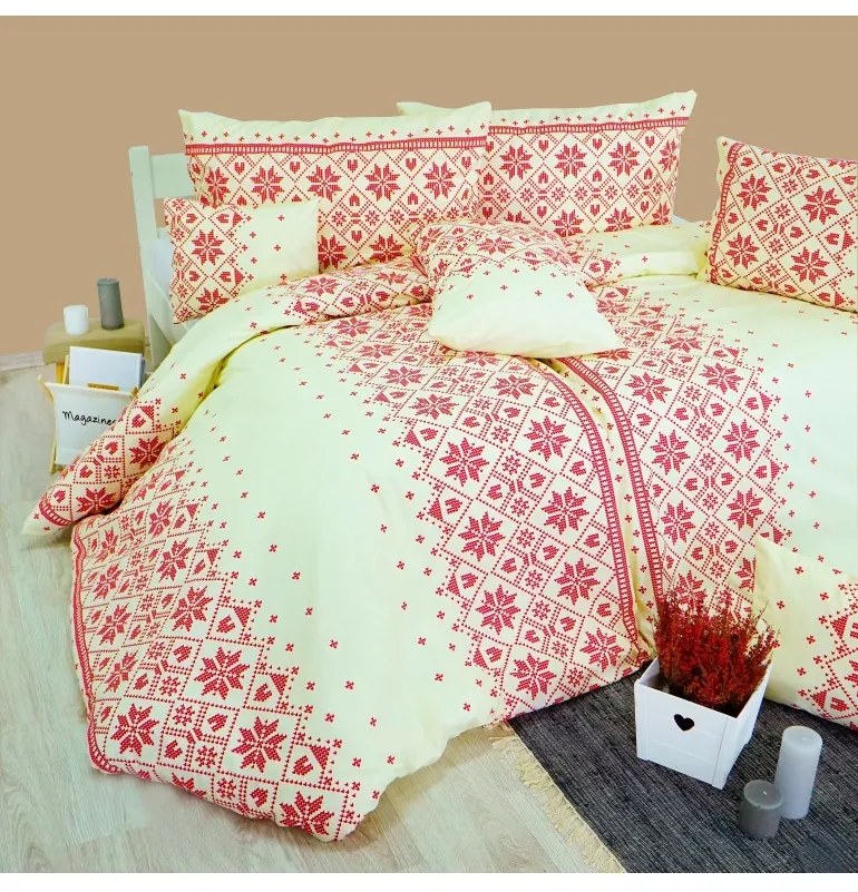 EMI Etno piros ágyneműhuzat, A standard egyszemélyes ágy szett tartalma: 1x 140x200 + 1x 70x90