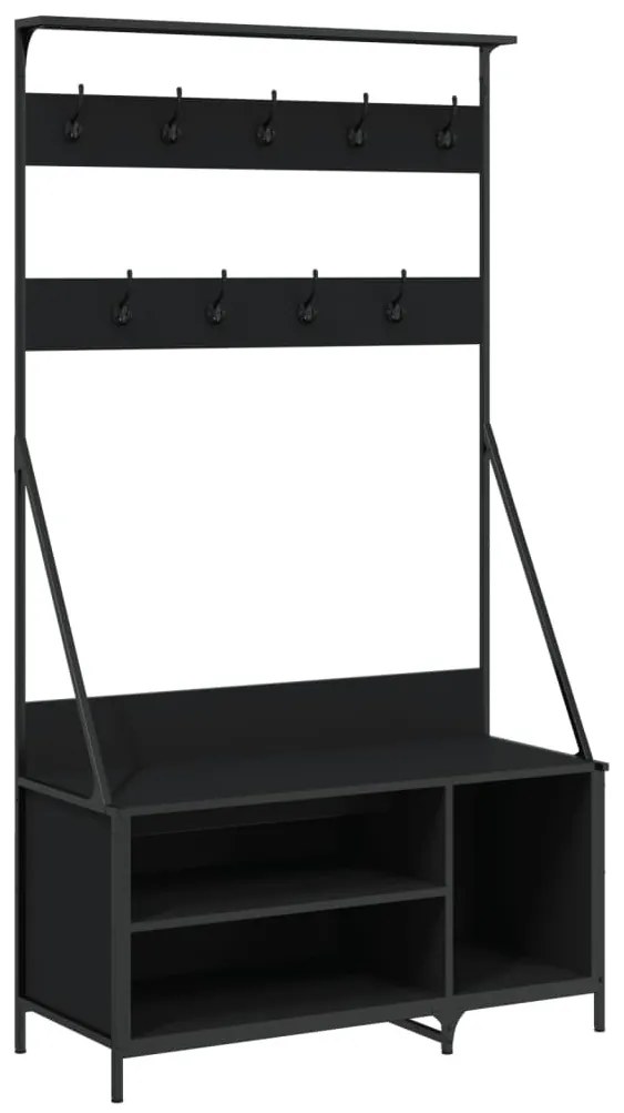 fekete ruhafogas cipőpolccal 100x41x184 cm