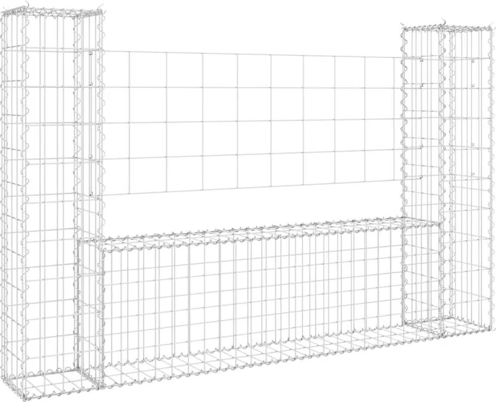 vidaXL U-alakú vas gabionkosár 2 oszloppal 40 x 20 x 100 cm