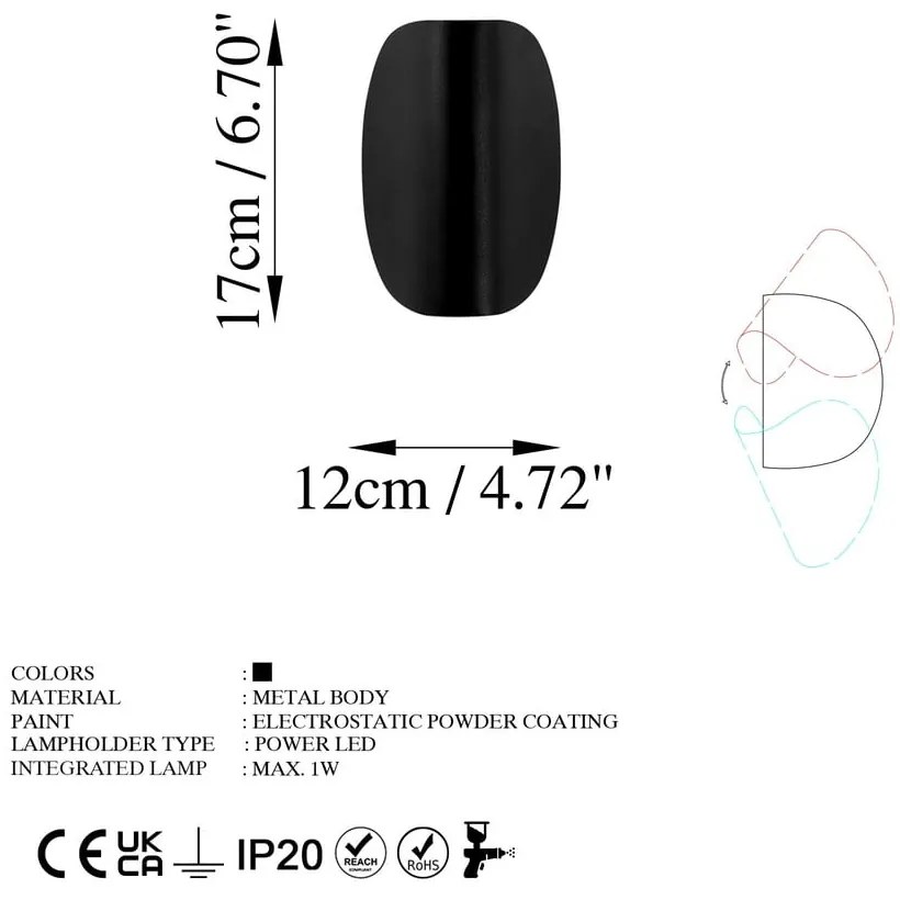 Fekete LED fali lámpa Heybe – Opviq lights