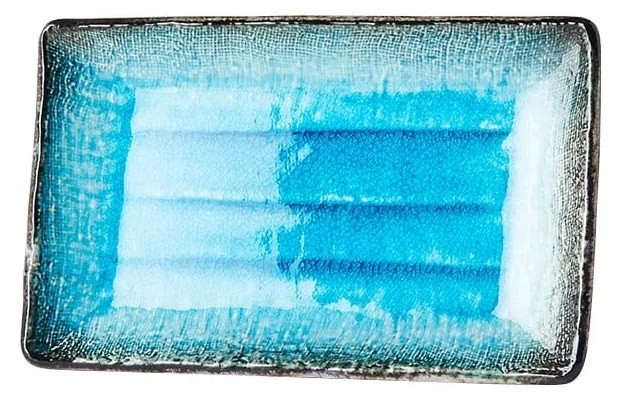 Sky kék kerámia szervírozó tányér, 21 x 13,5 cm - MIJ