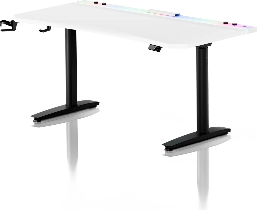Elektromos RGB gamingasztal tartókkal, fehér-fekete, 160 cm: Diablo X-Forge 1600
