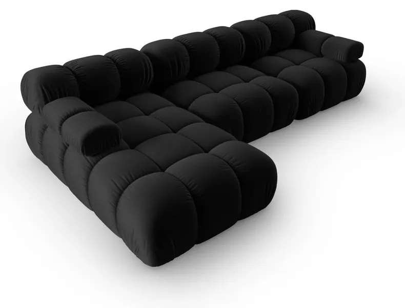 Fekete bársony kanapé 285 cm Bellis – Micadoni Home