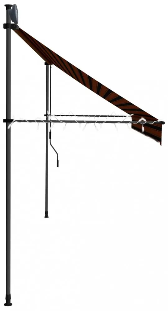 narancssárga-barna kézzel feltekerhető LED-es napellenző 400 cm