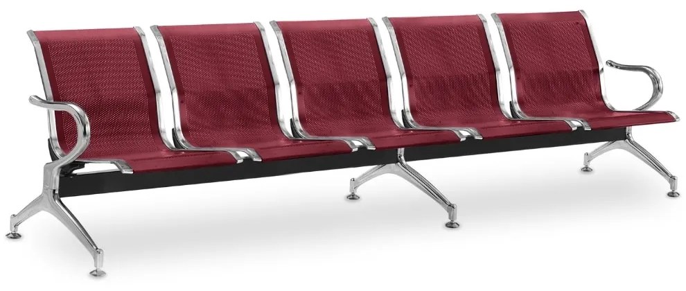 Fém pad a váróterembe REST, 5 ülés, piros