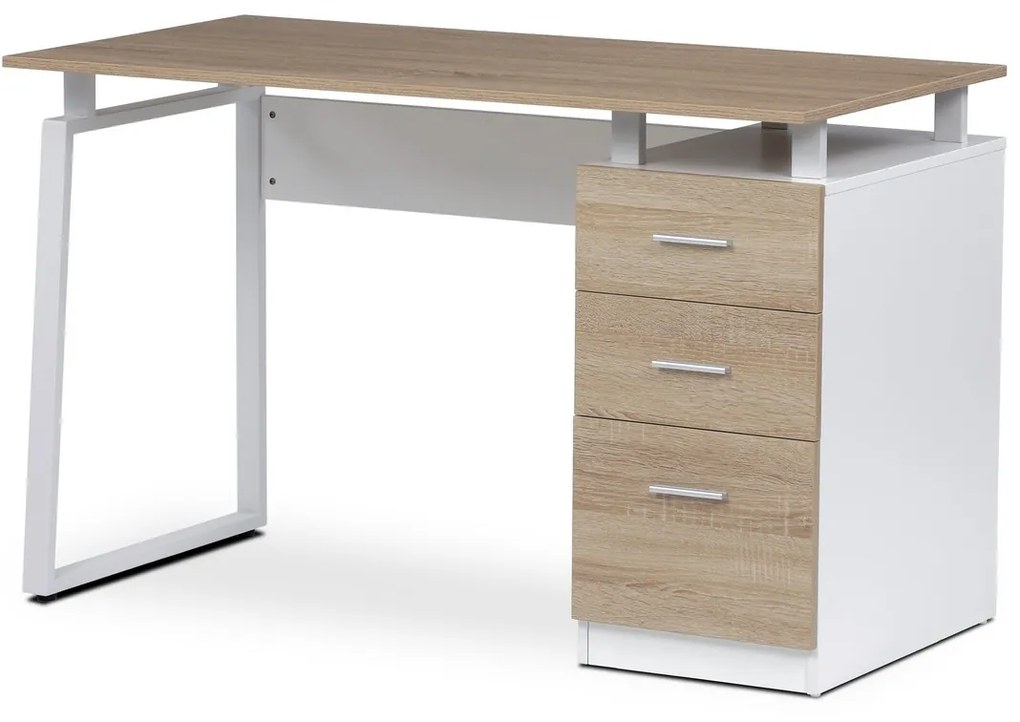 Irodai asztal 3218 SON, fehér és sonoma tölgy