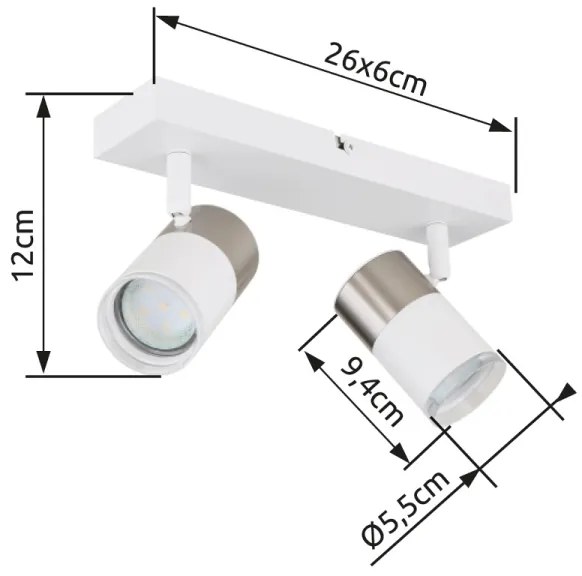 Globo 57851-2 - Spotlámpa BRISBON 2xGU10/25W/230V fehér/króm