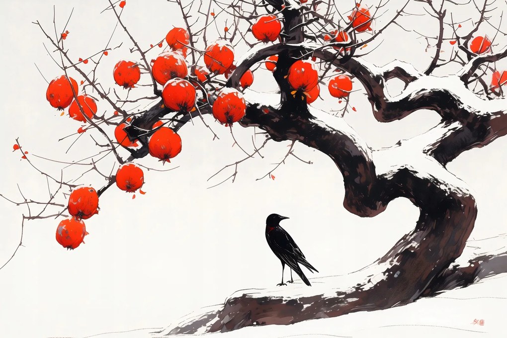 Poszter 30x20cm Holló a fa mellett