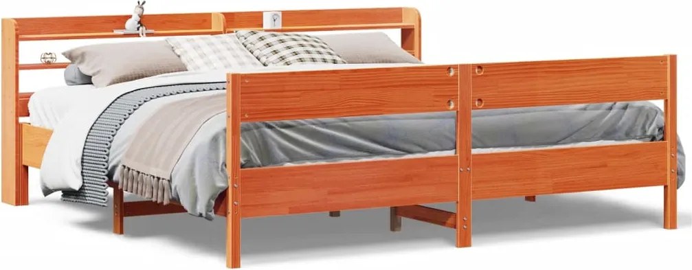 vidaXL viaszbarna tömör fenyőfa ágy matrac nélkül 200 x 200 cm