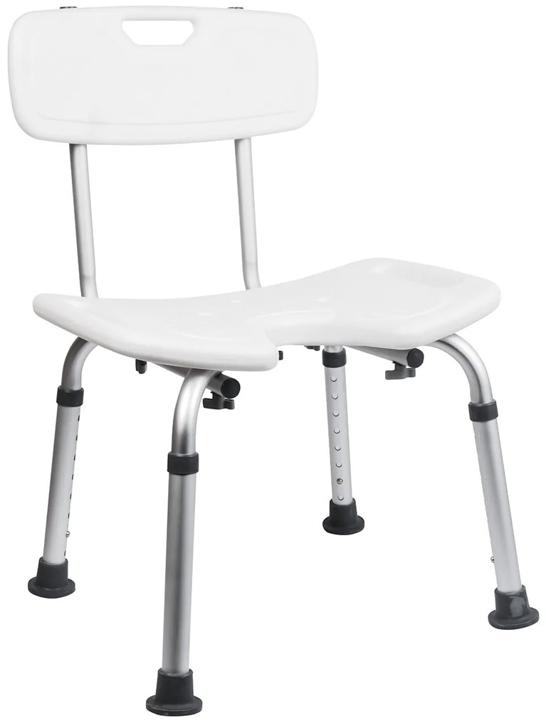 BISK Erga Handicap PRO, téglalap alakú fürdőszobai szék háttámlával 495x545x840 mm, fehér, ERG-07658