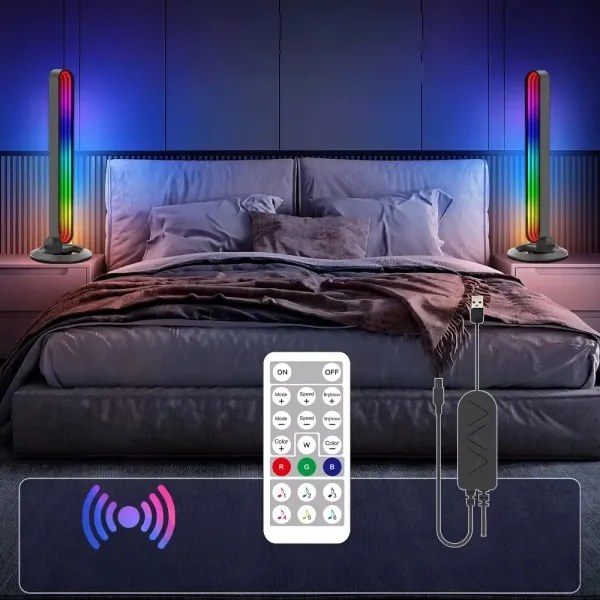 SZETT 2x LED RGBIC dimmelhető asztali lámpa LED/5W/5V fekete + távirányító