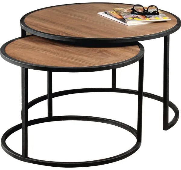 KÉSZLET 2x TAMBUR dohányzóasztal fekete/barna