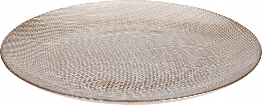 Üvegtányér Lapos Kerek Metál Színű Pezsgő Karneol Átm. 28 CM