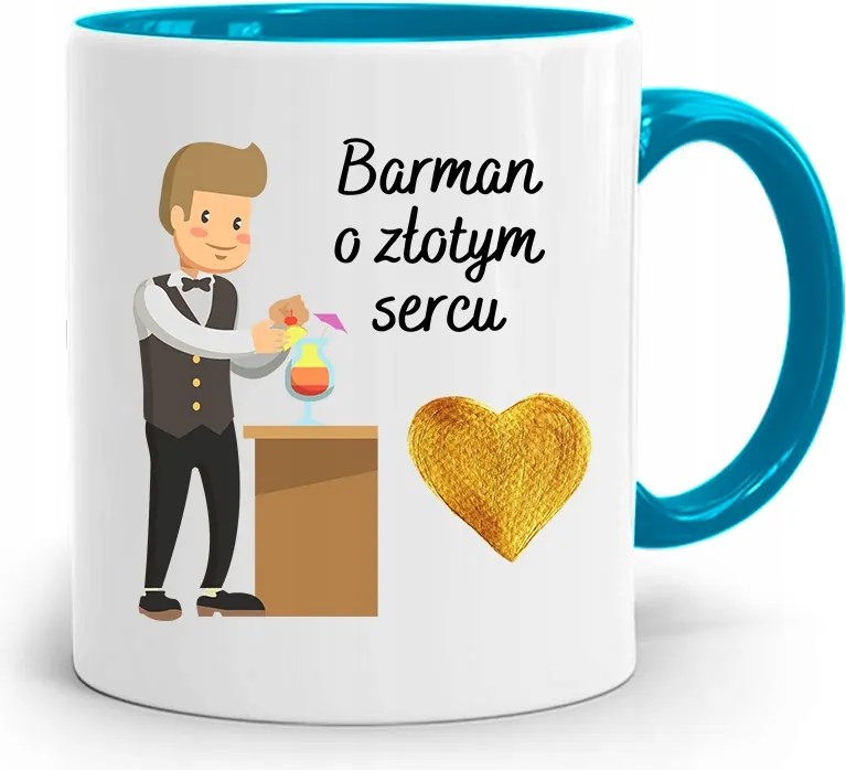 Kék Bögre Arany Szívű Csaposnak Ajándék fényképes nyomattal