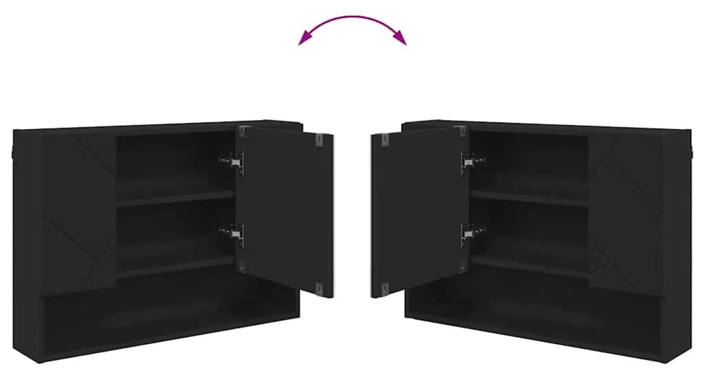 Fürdőszobai tükörszekrény Fekete 80 x 17 x 55 cm Faanyag