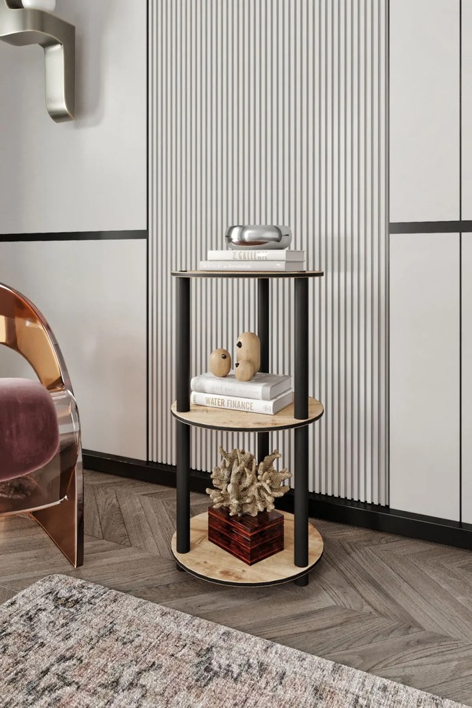 Bookcase könyvespolc, tölgy, 34 cm – 3-Tier
