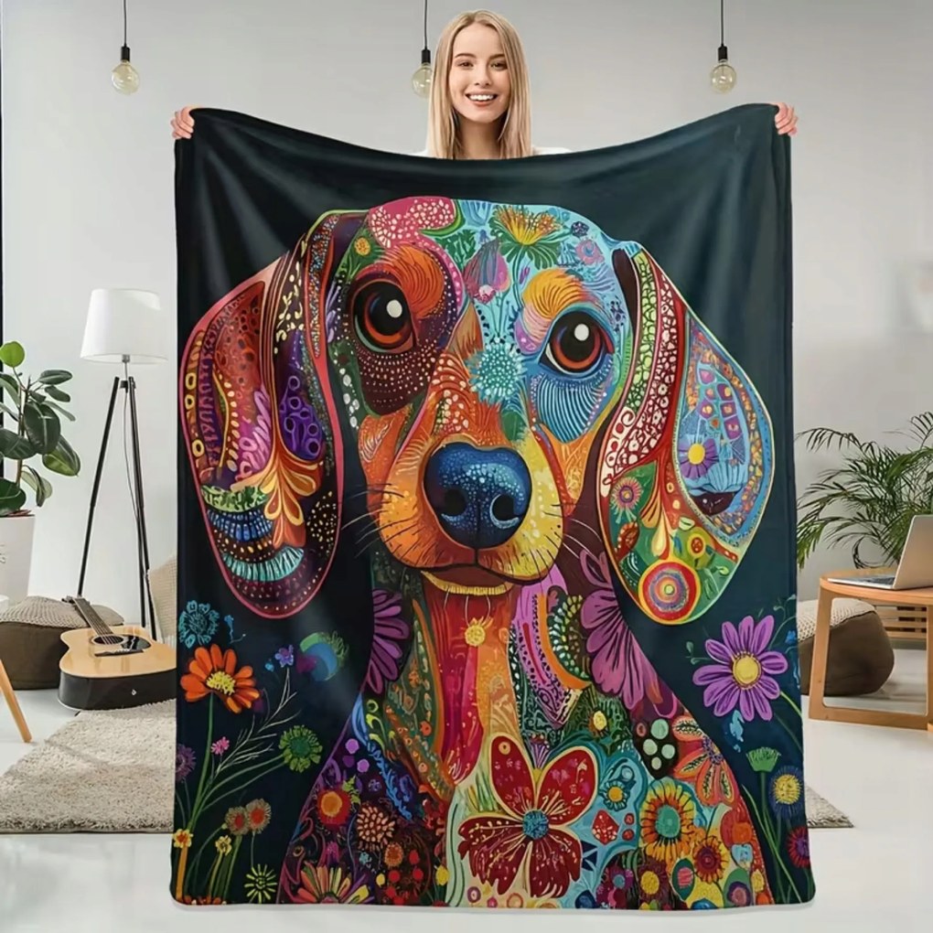 Kutya ágytakaró golden tacskó Pop Art beagle patchwork 150x200cm