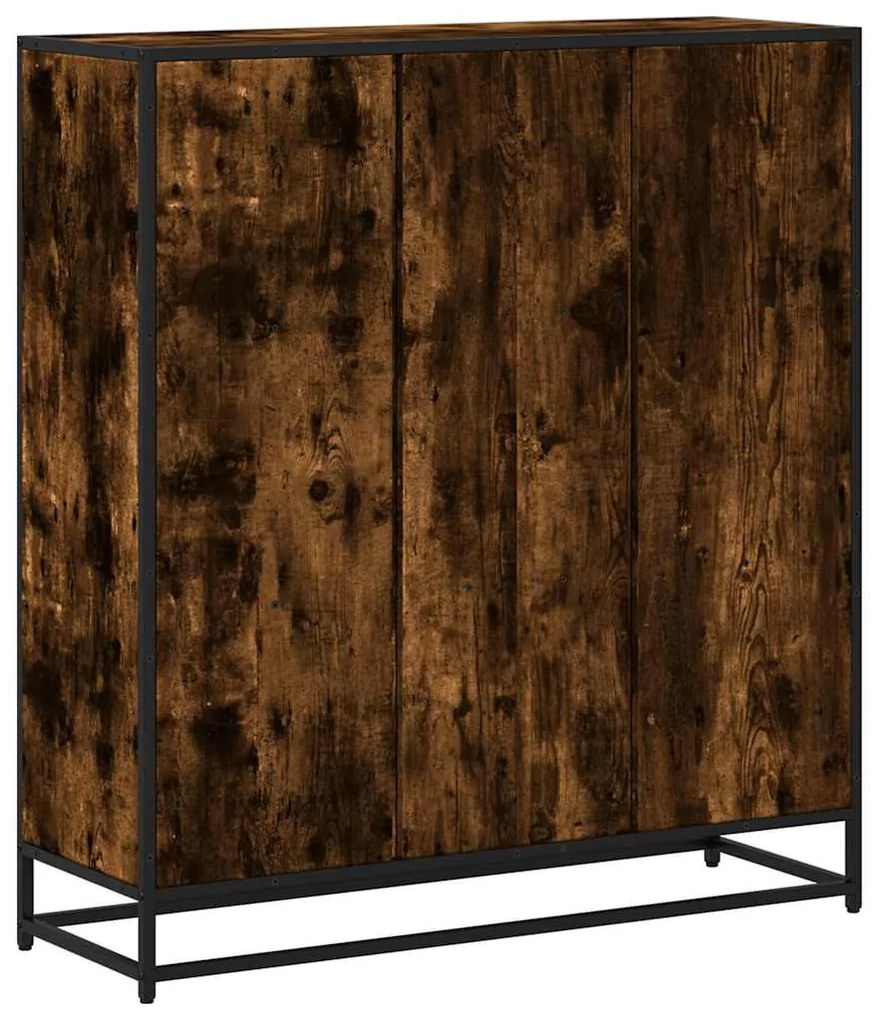 füstös tölgy szerelt fa és fém könyvszekrény 97,5x33x107,5 cm