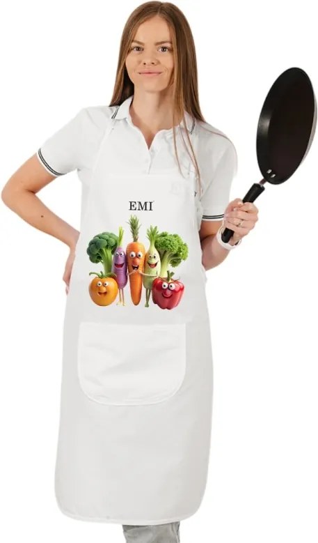 EMI Happy Veggie konyhai kötény, Fehér