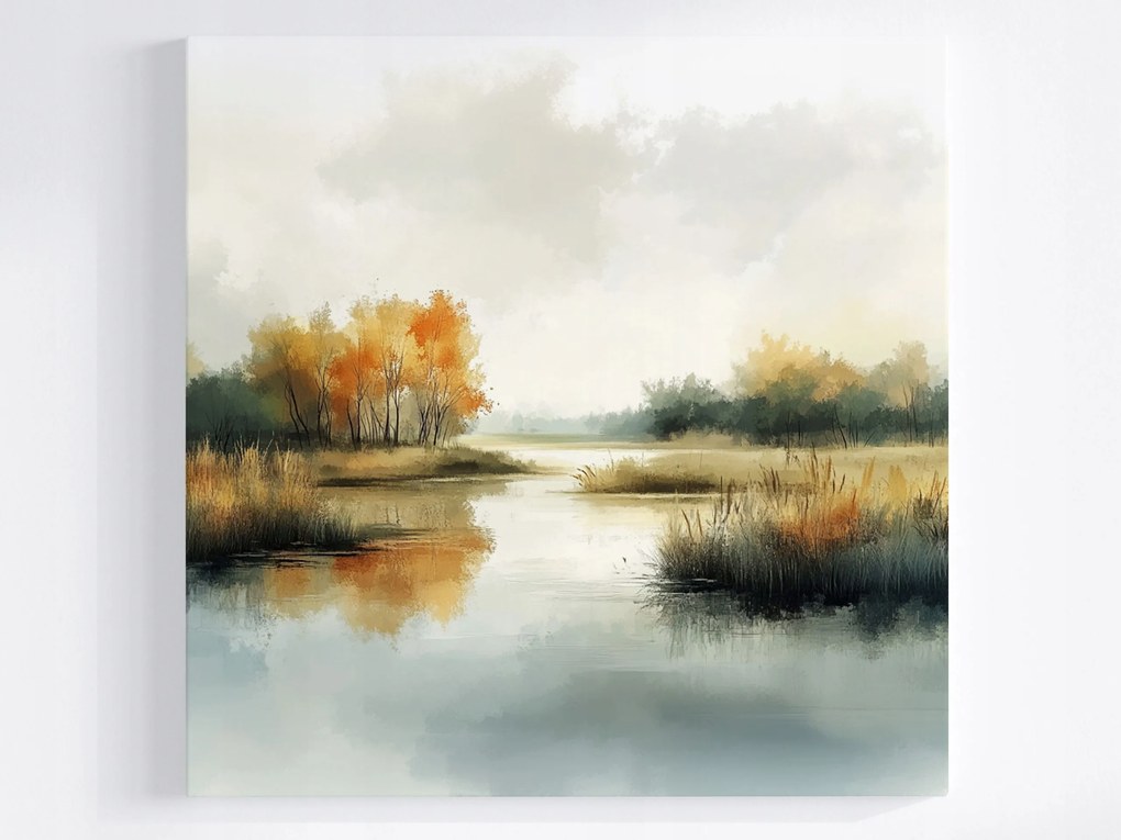 Poszter Tájkép Kilátás Folyó Fák Ősz 40x40