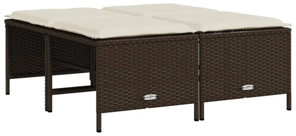 4 db barna polyrattan szék párnákkal