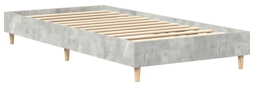 betonszürke szerelt fa ágykeret matrac nélkül 90 x 190 cm