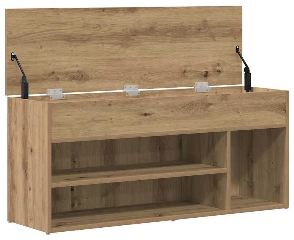 vidaXL kézműves tölgy színű szerelt fa cipőtároló pad 102x30,5x45 cm