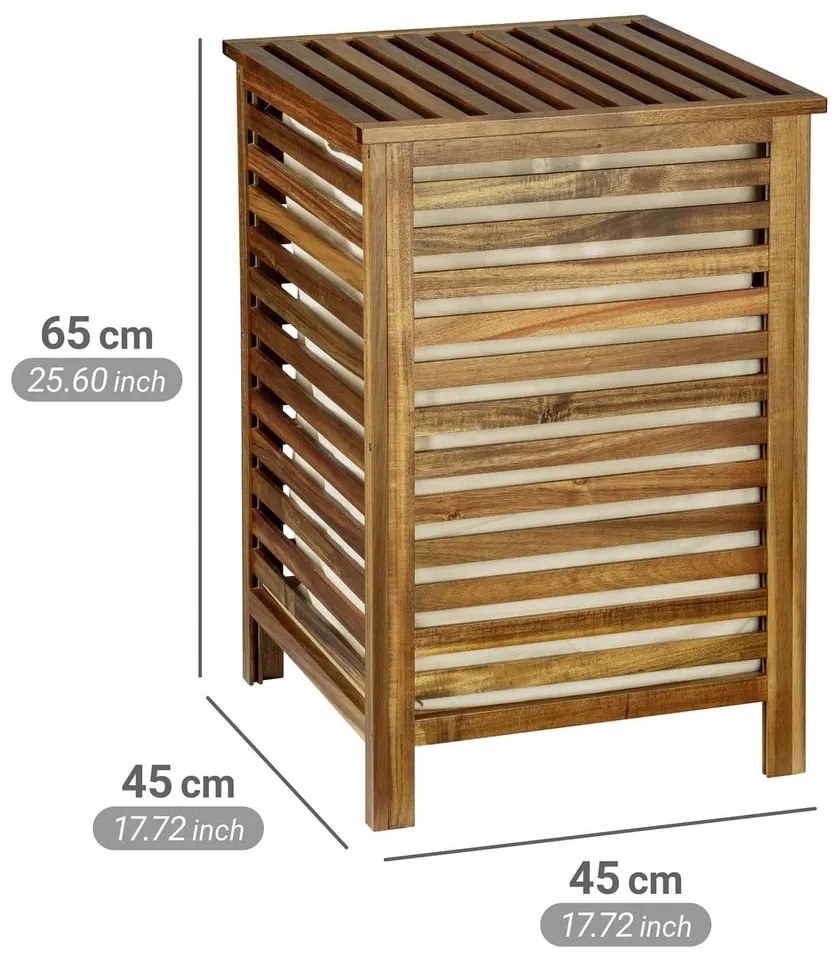 Sötét natúr színű fa szennyeskosár 56 l Fondi – Wenko