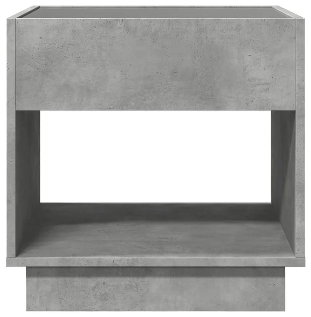 betonszürke végtelen hatású LED-es dohányzóasztal 50x50x50 cm