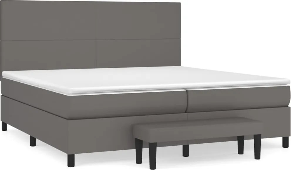 vidaXL szürke műbőr rugós ágy matraccal 200 x 200 cm
