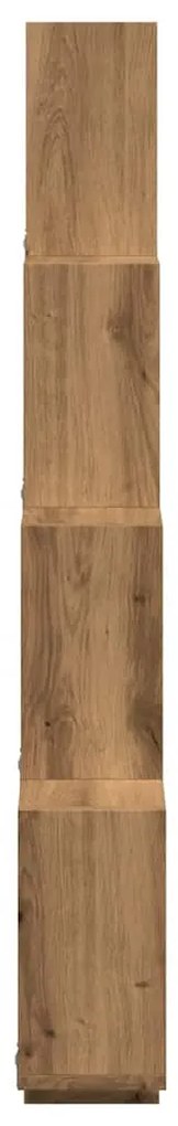 kézműves tölgy színű szerelt fa fali kocka polcok 90x15x119,5cm