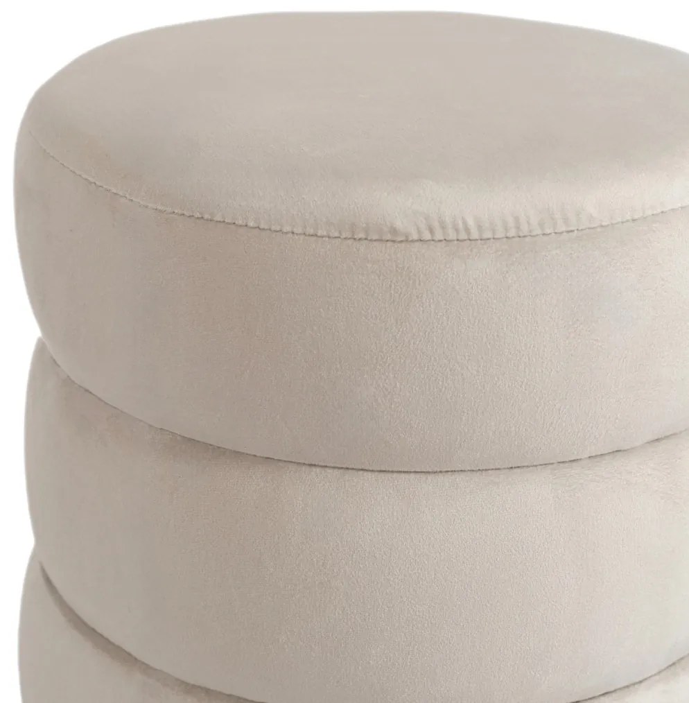 Bézs bársony kárpitozott puff AURA