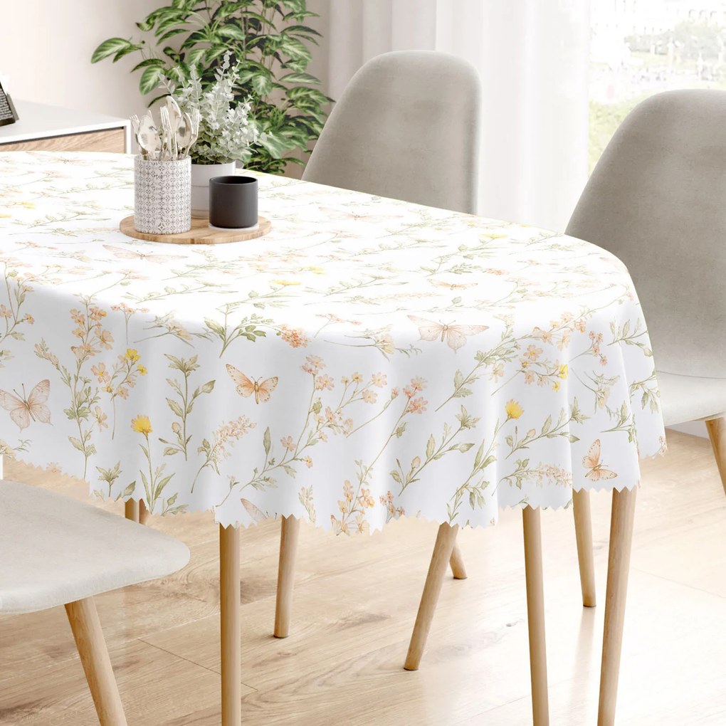 Goldea ovális teflonos terítő - pillangós kert 140 x 180 cm