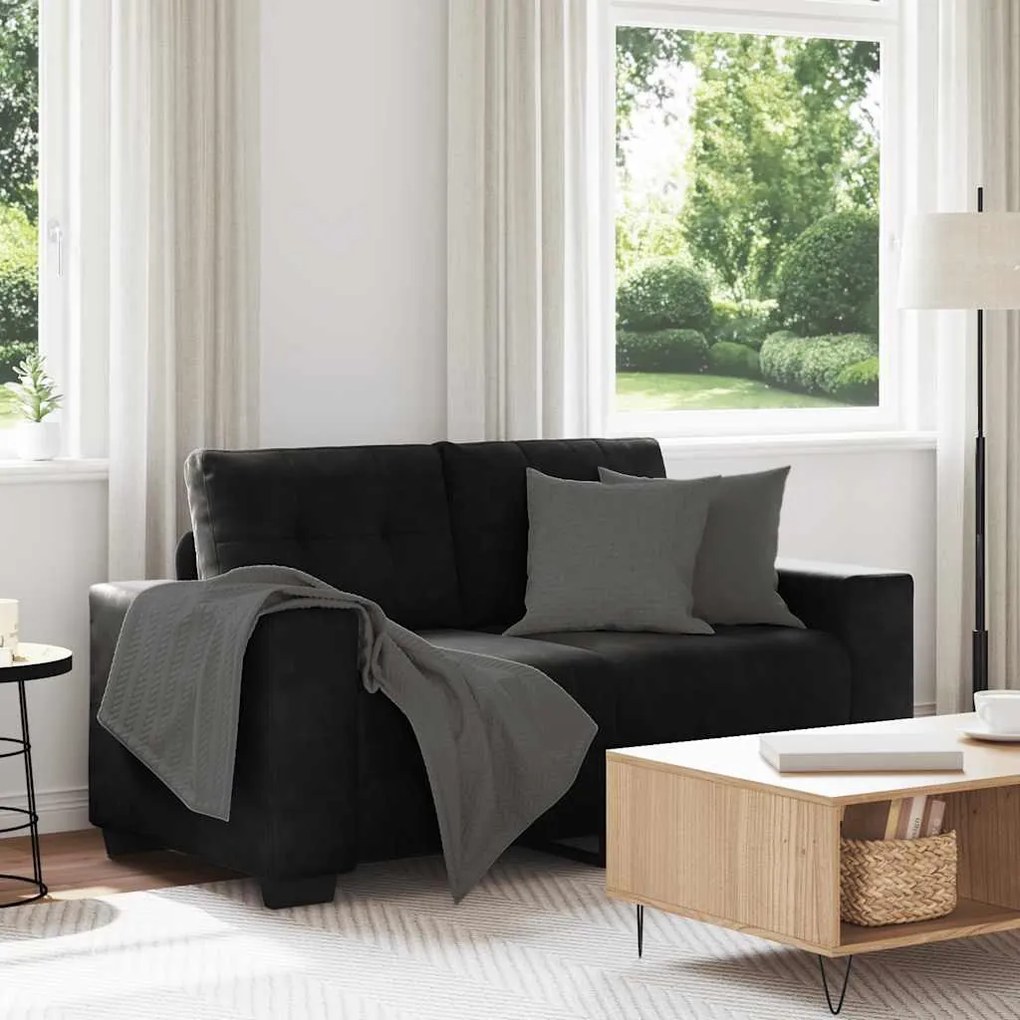 vidaXL fekete bársony loveseat kanapé 120 cm